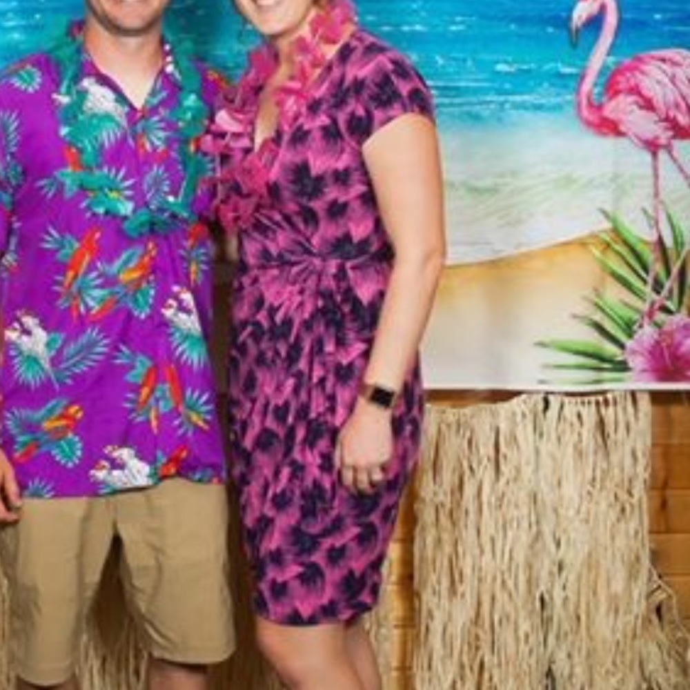 Maggy London Pink Palm Wrap Dress - Size 8